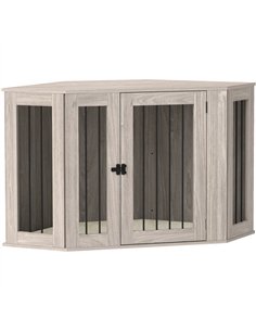 PawHut 2 in 1 Dog Crate Furniture Side Table, with Cushion, 122 x 61 x 71cm - Walnut Brown
