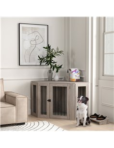 PawHut 2 in 1 Dog Crate Furniture Side Table, with Cushion, 122 x 61 x 71cm - Walnut Brown 2