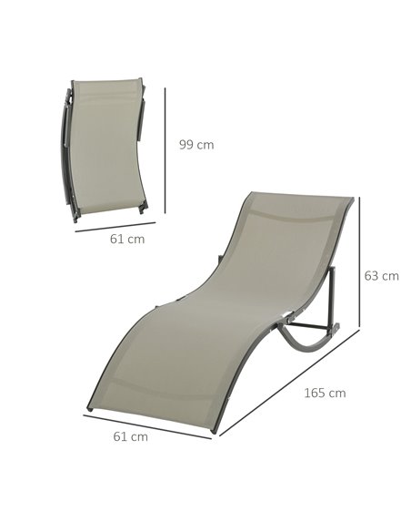 Outsunny Set of 2 S-shaped Foldable Sun Lounger, Khaki - pic 14240 | FastDaddyshop