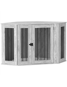PawHut 2 in 1 Dog Crate Furniture Side Table, with Cushion, 122 x 61 x 71cm - Grey