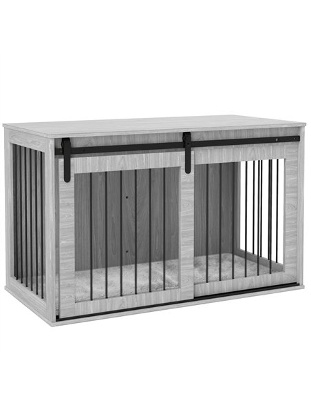 PawHut 118cm Dog Crate Furniture with Removable Cushion for Extra Large Dogs - Grey - pic 142409 | FastDaddyshop