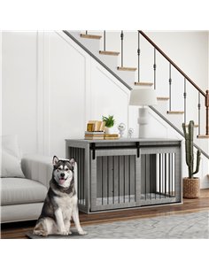 PawHut 118cm Dog Crate Furniture with Removable Cushion for Extra Large Dogs - Grey 2