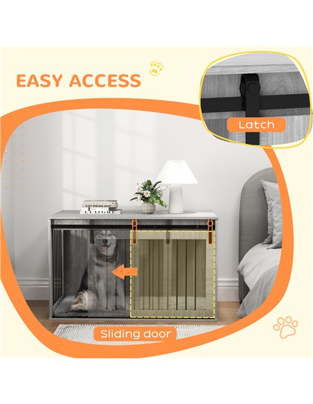 PawHut 118cm Dog Crate Furniture with Removable Cushion for Extra Large Dogs - Grey - pic 142414 | FastDaddyshop