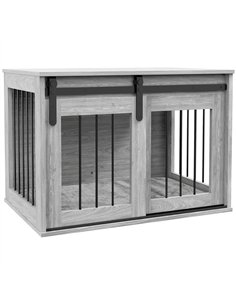 PawHut 80cm Dog Crate Furniture with Removable Cushion for Large Dogs- Grey