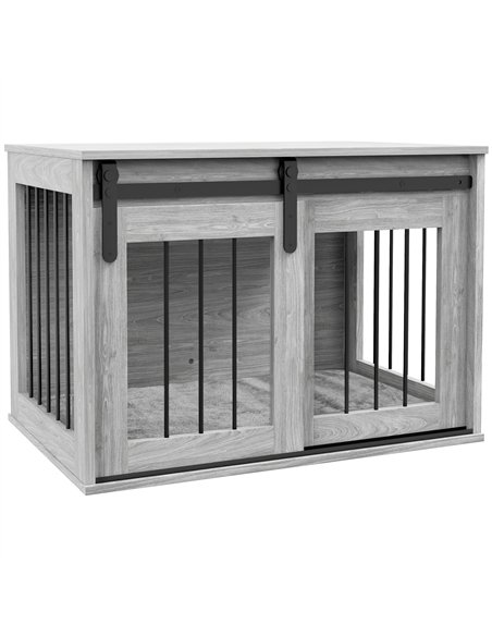 PawHut 80cm Dog Crate Furniture with Removable Cushion for Large Dogs- Grey - pic 142418 | FastDaddyshop