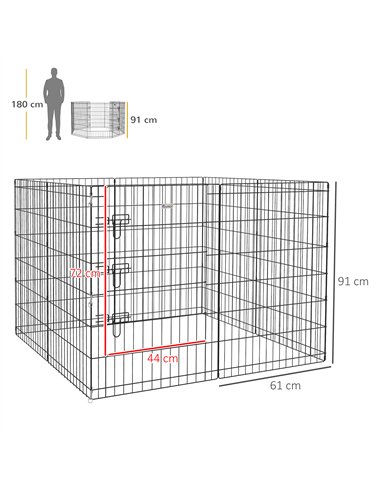 PawHut 8 Panel DIY Dog Pen with Door, for Dogs, Small Animals, Indoor/Outdoor Use, 91cm High