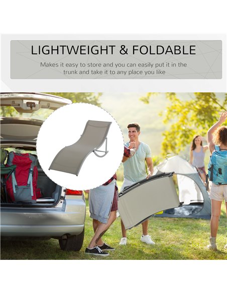 Outsunny Set of 2 S-shaped Foldable Sun Lounger, Khaki - pic 14243 | FastDaddyshop