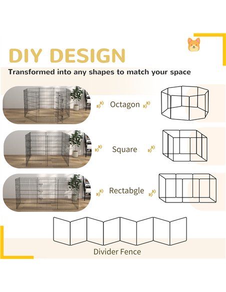 PawHut 8 Panel DIY Dog Pen with Door, for Dogs, Small Animals, Indoor/Outdoor Use, 91cm High - pic 142430 | FastDaddyshop