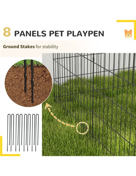 PawHut 8 Panel DIY Dog Pen with Door, for Dogs, Small Animals, Indoor/Outdoor Use, 91cm High - pic 142432 | FastDaddyshop