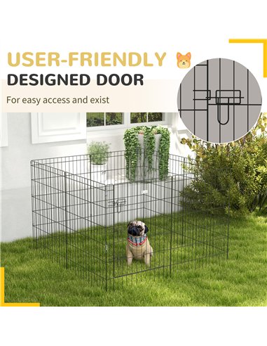 PawHut 8 Panel DIY Dog Pen with Door, for Dogs, Small Animals, Indoor/Outdoor Use, 91cm High