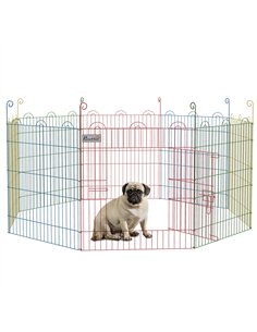 PawHut Pet Playpen Crate, with Eight Panels, Door, for Indoors and Outdoors, 60H x Φ156cm