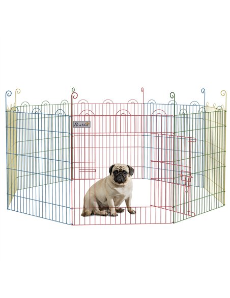 PawHut Pet Playpen Crate, with Eight Panels, Door, for Indoors and Outdoors, 60H x Φ156cm - pic 142436 | FastDaddyshop