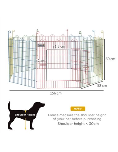 PawHut Pet Playpen Crate, with Eight Panels, Door, for Indoors and Outdoors, 60H x Φ156cm