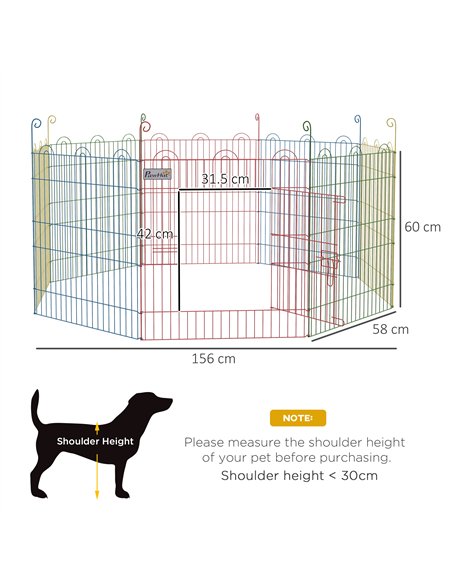 PawHut Pet Playpen Crate, with Eight Panels, Door, for Indoors and Outdoors, 60H x Φ156cm - pic 142438 | FastDaddyshop