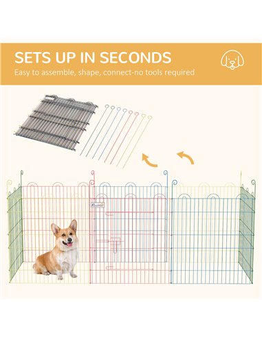 PawHut Pet Playpen Crate, with Eight Panels, Door, for Indoors and Outdoors, 60H x Φ156cm