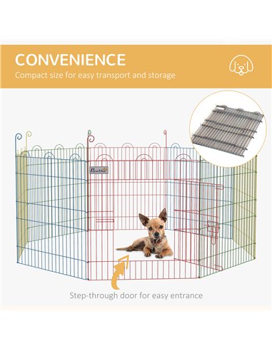 PawHut Pet Playpen Crate, with Eight Panels, Door, for Indoors and Outdoors, 60H x Φ156cm