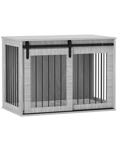 PawHut 98cm Dog Crate Furniture with Removable Cushion for Large Dogs - Grey