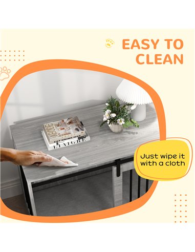 PawHut 98cm Dog Crate Furniture with Removable Cushion for Large Dogs - Grey