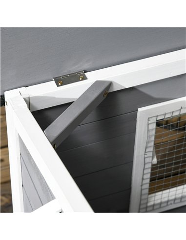 PawHut Wooden Dog Kennel for Outside, for Medium Dogs, 65H x 97L x 72Wcm, Grey