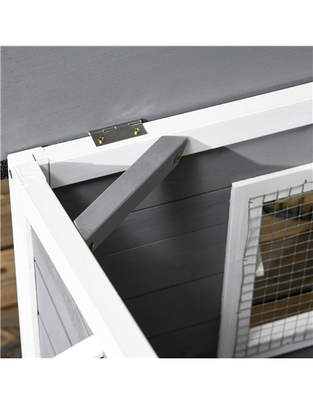 PawHut Wooden Dog Kennel for Outside, for Medium Dogs, 65H x 97L x 72Wcm, Grey - pic 142471 | FastDaddyshop