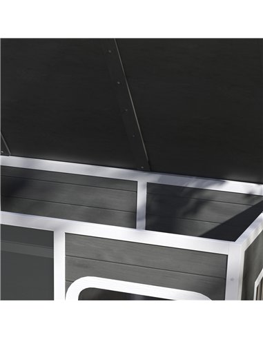PawHut Wooden Dog House Outdoor with  Asphalt Openable Top, Removable Floor, Clear Front Panel, Curtain, 103 x 77 x 83cm