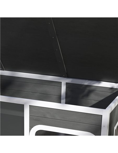 PawHut Wooden Dog House Outdoor with  Asphalt Openable Top, Removable Floor, Clear Front Panel, Curtain, 103 x 77 x 83cm - pic 142489 | FastDaddyshop