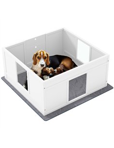 PawHut Whelping Box for Dogs with Whelping Pad, Adjustable Entrance, Non-slip Foot Pads, for Medium Dogs, 100 x 96cm
