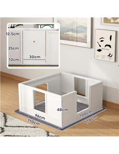 PawHut Whelping Box for Dogs with Whelping Pad, Adjustable Entrance, Non-slip Foot Pads, for Medium Dogs, 100 x 96cm