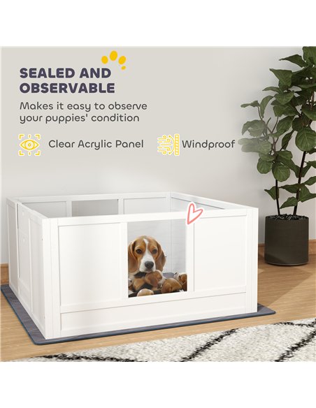 PawHut Whelping Box for Dogs with Whelping Pad, Adjustable Entrance, Non-slip Foot Pads, for Medium Dogs, 100 x 96cm - pic 142504 | FastDaddyshop
