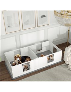 PawHut Two Room Design, Whelping Box for Dogs with Whelping Pad, Clear Panels, Adjustable Entrance, for Medium Dogs, 196 x 96cm 2
