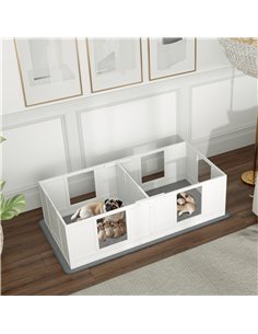 PawHut Two Room Design, Whelping Box for Dogs with Whelping Pad, Clear Panels, Adjustable Entrance, for Small Dogs, 164 x 80cm 2