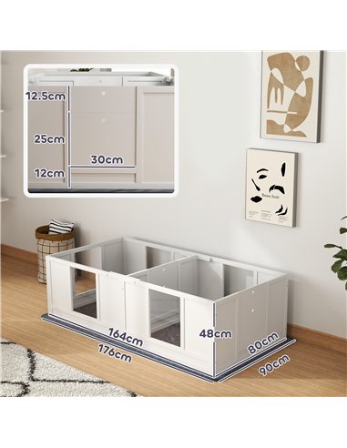 PawHut Two Room Design, Whelping Box for Dogs with Whelping Pad, Clear Panels, Adjustable Entrance, for Small Dogs, 164 x 80cm