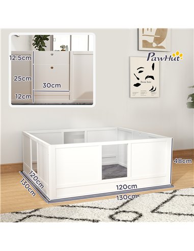 PawHut Whelping Box for Dogs with Whelping Pad, Adjustable Entrance, Non-slip Foot Pads, for Large Dogs, 124 x 120cm