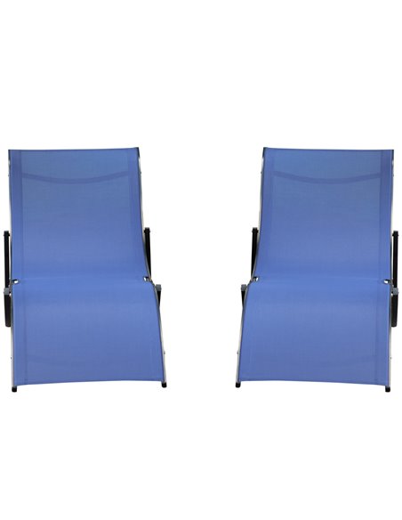Outsunny Set of 2 S-shaped Foldable Lounge Chair Sun Lounger Reclining Outdoor Chair for Patio Beach Garden Blue - pic 14253 | FastDaddyshop