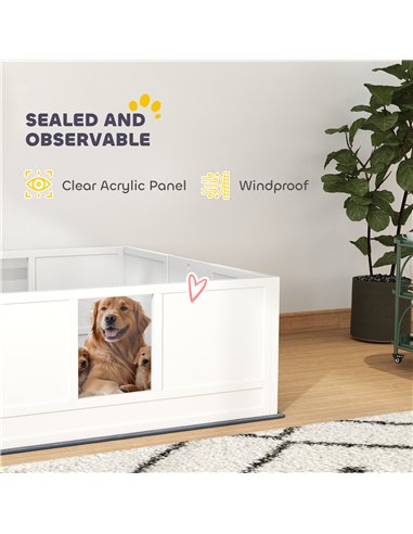 PawHut Whelping Box for Dogs with Whelping Pad, Adjustable Entrance, Non-slip Foot Pads, for Large Dogs, 124 x 120cm