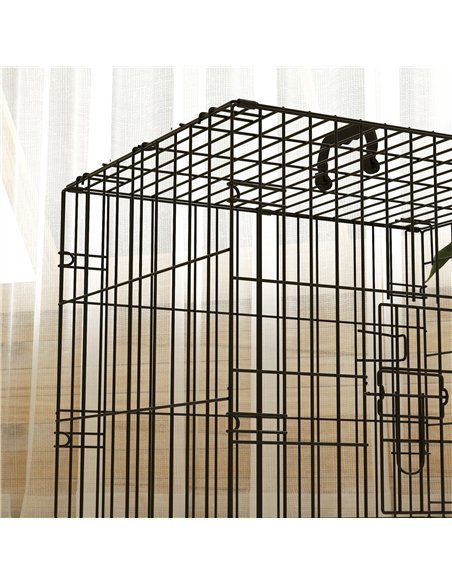 PawHut Foldable Dog Crate with Two Doors with Tray, Soft Cushion, for Extra Small Dogs, 60 x 40 x 50, Black - pic 142543 | FastDaddyshop