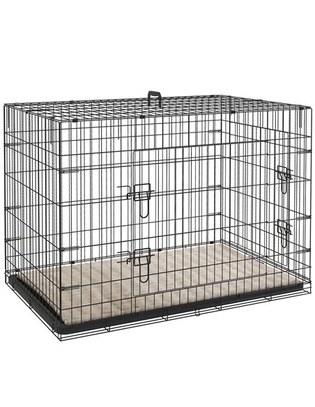 PawHut Foldable Dog Crate with 2 Doors with Tray, Soft Cushion, for Extra and Large Dogs, 105 x 70 x 75, Black - pic 142544 | FastDaddyshop