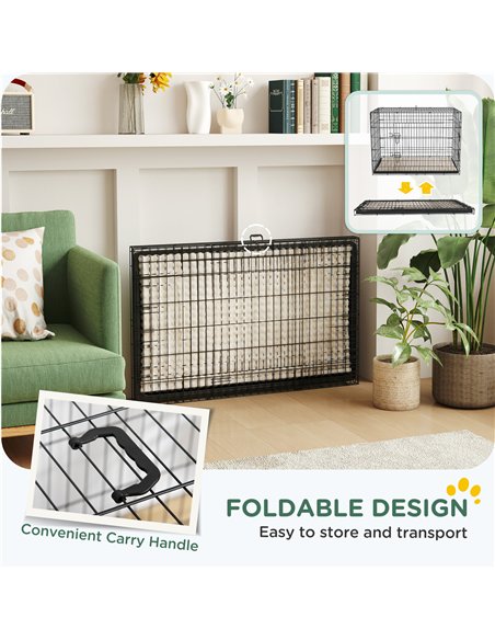 PawHut Foldable Dog Crate with 2 Doors with Tray, Soft Cushion, for Extra and Large Dogs, 105 x 70 x 75, Black - pic 142550 | FastDaddyshop