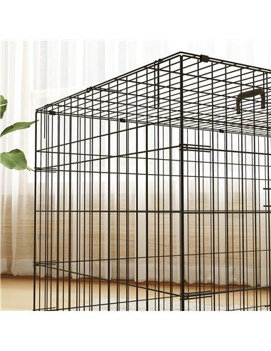 PawHut Foldable Dog Crate with 2 Doors with Tray, Soft Cushion, for Extra and Large Dogs, 105 x 70 x 75, Black