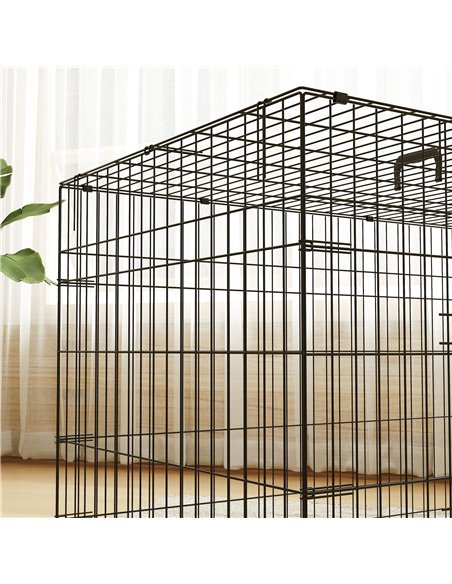 PawHut Foldable Dog Crate with 2 Doors with Tray, Soft Cushion, for Extra and Large Dogs, 105 x 70 x 75, Black - pic 142552 | FastDaddyshop