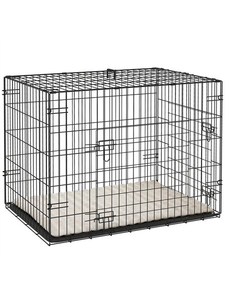 PawHut Foldable Dog Crate with 2 Doors with Tray, Soft Cushion, for Small Dogs, 76 x 53 x 60, Black - pic 142571 | FastDaddyshop