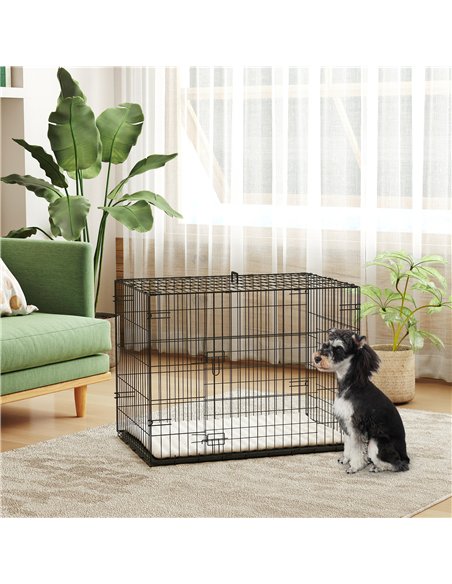 PawHut Foldable Dog Crate with 2 Doors with Tray, Soft Cushion, for Small Dogs, 76 x 53 x 60, Black - pic 142572 | FastDaddyshop