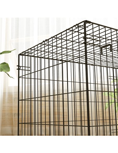 PawHut Foldable Dog Crate with 2 Doors with Tray, Soft Cushion, for Small Dogs, 76 x 53 x 60, Black - pic 142579 | FastDaddyshop
