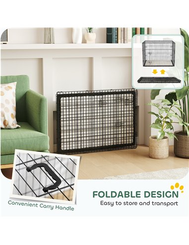 PawHut Foldable Dog Crate with 2 Doors with Tray, Soft Cushion, for Large Medium Dogs, 91 x 62 x 68, Black