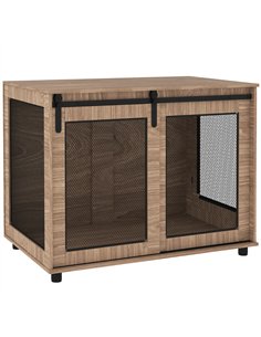 PawHut Dog Crate Furniture with Sliding Door for Large Dogs, 98 x 60 x 78cm, Walnut Brown
