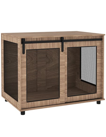 PawHut Dog Crate Furniture with Sliding Door for Large Dogs, 98 x 60 x 78cm, Walnut Brown - pic 142598 | FastDaddyshop