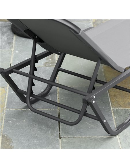 Outsunny Sun Lounger Relaxer Recliner with 5-Position Adjustable Backrest Lightweight Frame for Pool or Sun Bathing Grey - pic 14260 | FastDaddyshop