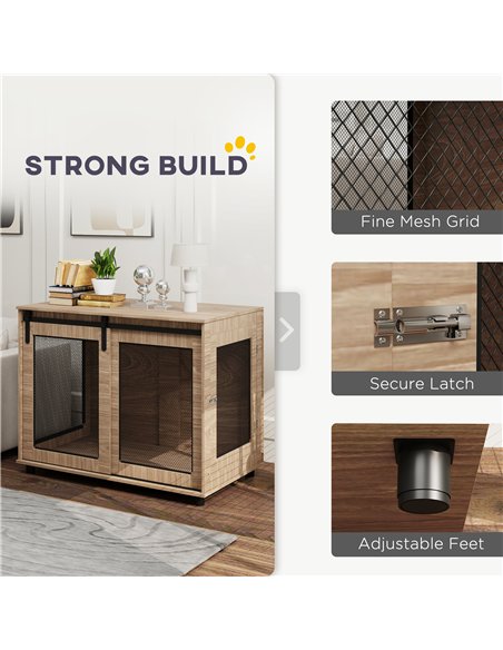 PawHut Dog Crate Furniture with Sliding Door for Large Dogs, 98 x 60 x 78cm, Walnut Brown - pic 142602 | FastDaddyshop