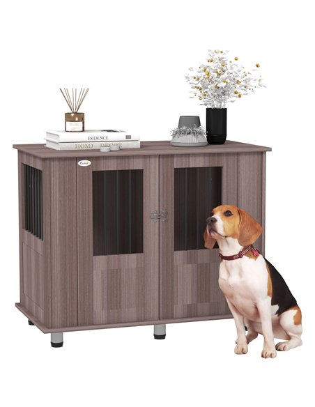 PawHut Dog Crate Table for Medium and Large Dogs with Magnetic Door for Indoor Use, 95 x 55 x 75 cm, Purple - pic 142607 | FastDaddyshop