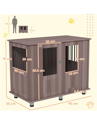 PawHut Dog Crate Table for Medium and Large Dogs with Magnetic Door for Indoor Use, 95 x 55 x 75 cm, Purple